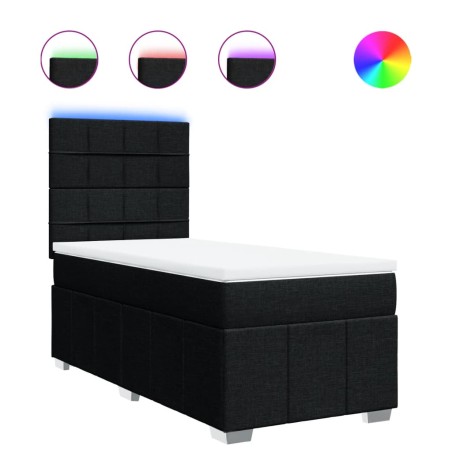 vidaXL Boxspringbett mit Matratze Schwarz 100x200 cm Stoff