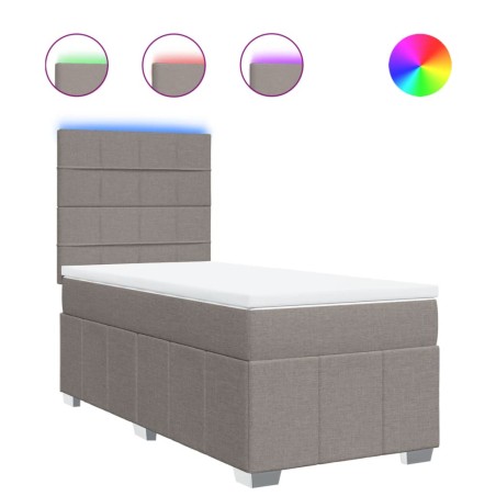 vidaXL Boxspringbett mit Matratze Taupe 100x200 cm Stoff