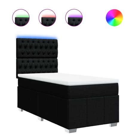 vidaXL Boxspringbett mit Matratze Schwarz 100x200 cm Stoff