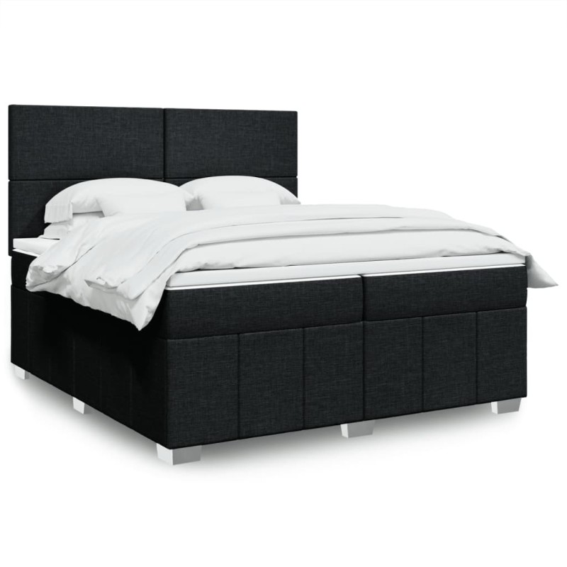 vidaXL Boxspringbett mit Matratze Schwarz 200x200 cm Stoff vidaXL Boxspringbett mit Matratze Schwarz 200x200 cm Stoff