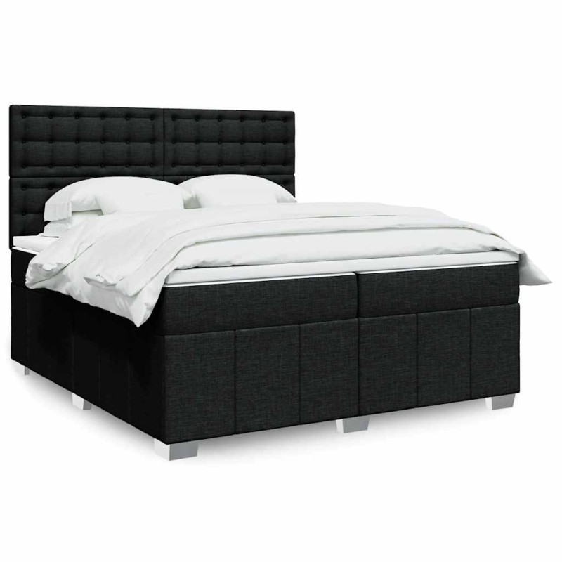 vidaXL Boxspringbett mit Matratze Schwarz 200x200 cm Stoff vidaXL Boxspringbett mit Matratze Schwarz 200x200 cm Stoff