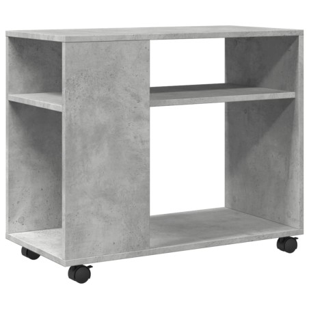 vidaXL Beistelltisch mit Rollen Betongrau 70x35x60 cm Holzwerkstoff