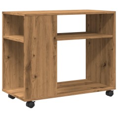 vidaXL Beistelltisch mit Rollen Artisan-Eiche 70x35x60cm Holzwerkstoff