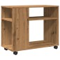 vidaXL Beistelltisch mit Rollen Artisan-Eiche 70x35x60cm Holzwerkstoff vidaXL Beistelltisch mit Rollen Artisan-Eiche 70x35x60cm Holzwerkstoff