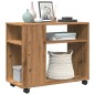 vidaXL Beistelltisch mit Rollen Artisan-Eiche 70x35x60cm Holzwerkstoff vidaXL Beistelltisch mit Rollen Artisan-Eiche 70x35x60cm Holzwerkstoff