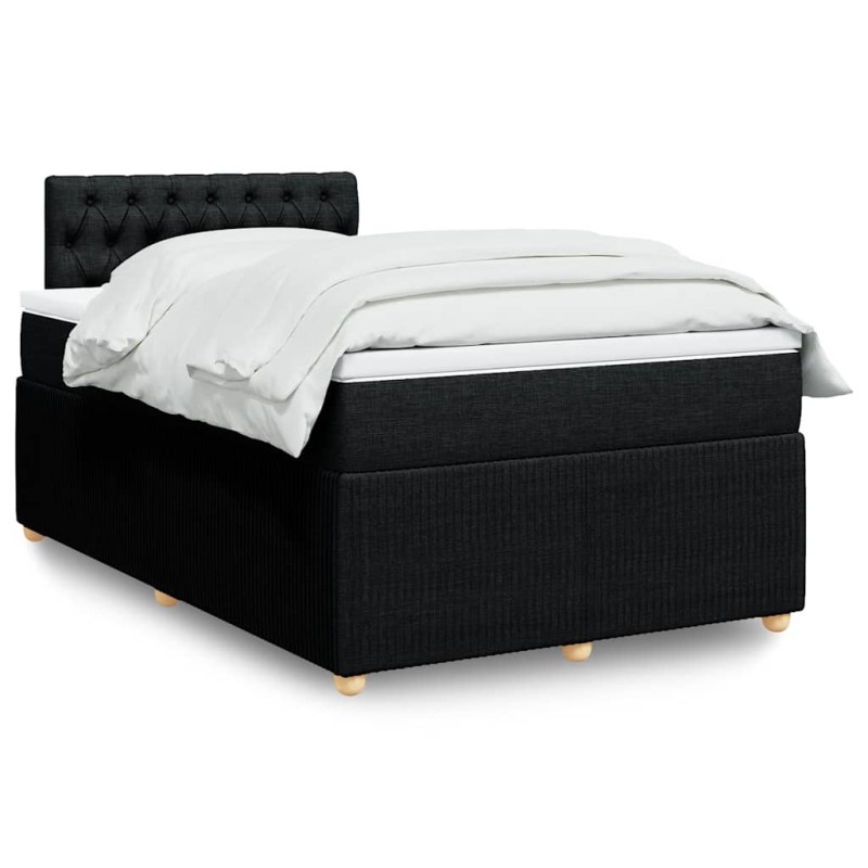 vidaXL Boxspringbett mit Matratze Schwarz 120x190 cm Stoff vidaXL Boxspringbett mit Matratze Schwarz 120x190 cm Stoff