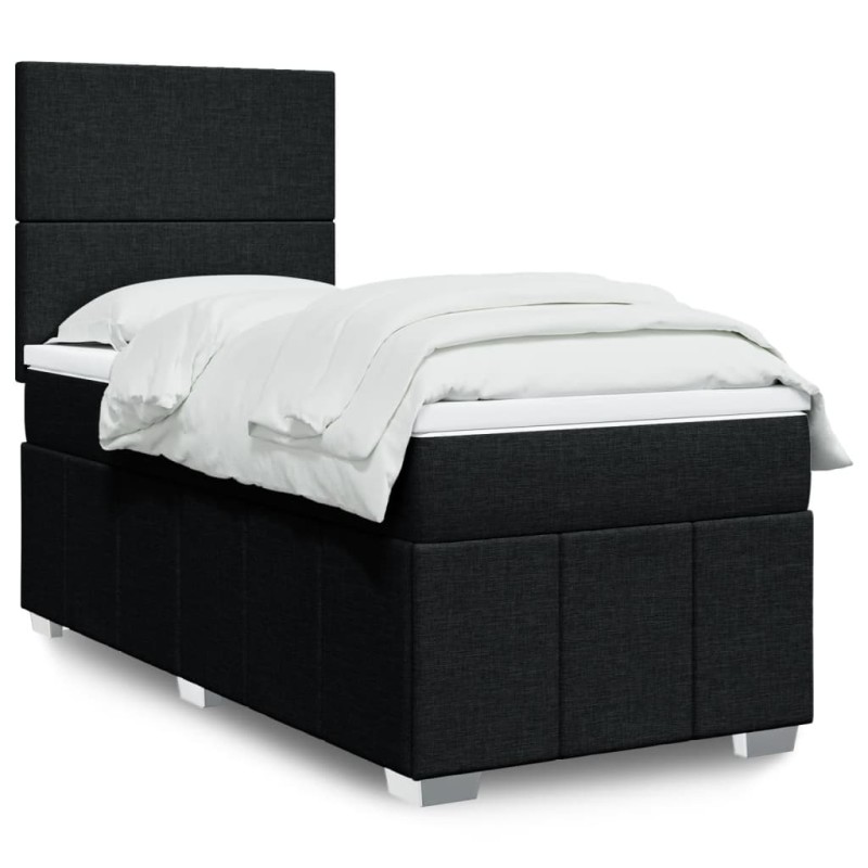 vidaXL Boxspringbett mit Matratze Schwarz 100x200 cm Stoff vidaXL Boxspringbett mit Matratze Schwarz 100x200 cm Stoff