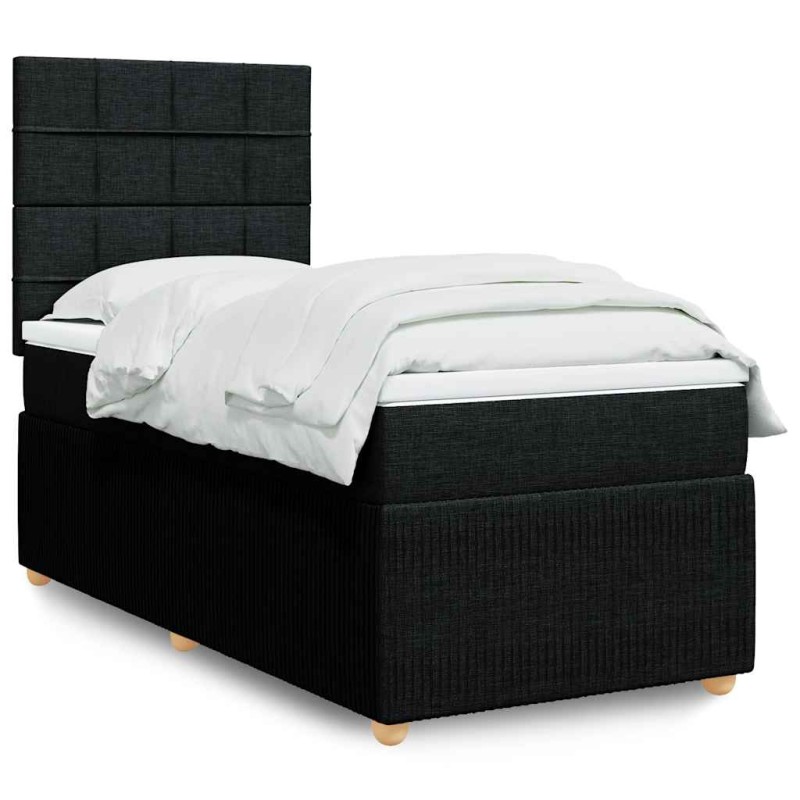 vidaXL Boxspringbett mit Matratze Schwarz 100x200 cm Stoff vidaXL Boxspringbett mit Matratze Schwarz 100x200 cm Stoff