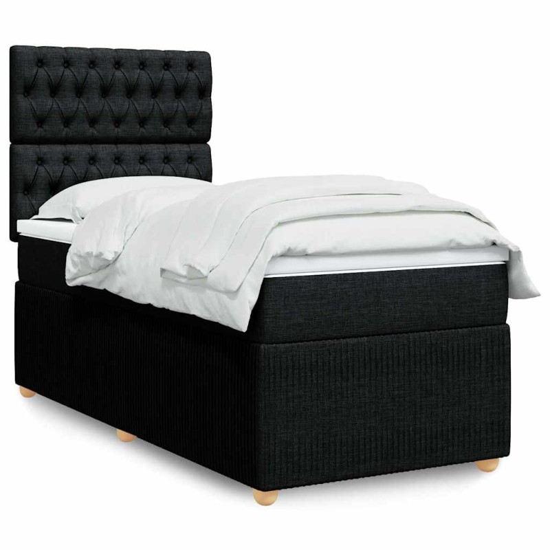 vidaXL Boxspringbett mit Matratze Schwarz 100x200 cm Stoff vidaXL Boxspringbett mit Matratze Schwarz 100x200 cm Stoff
