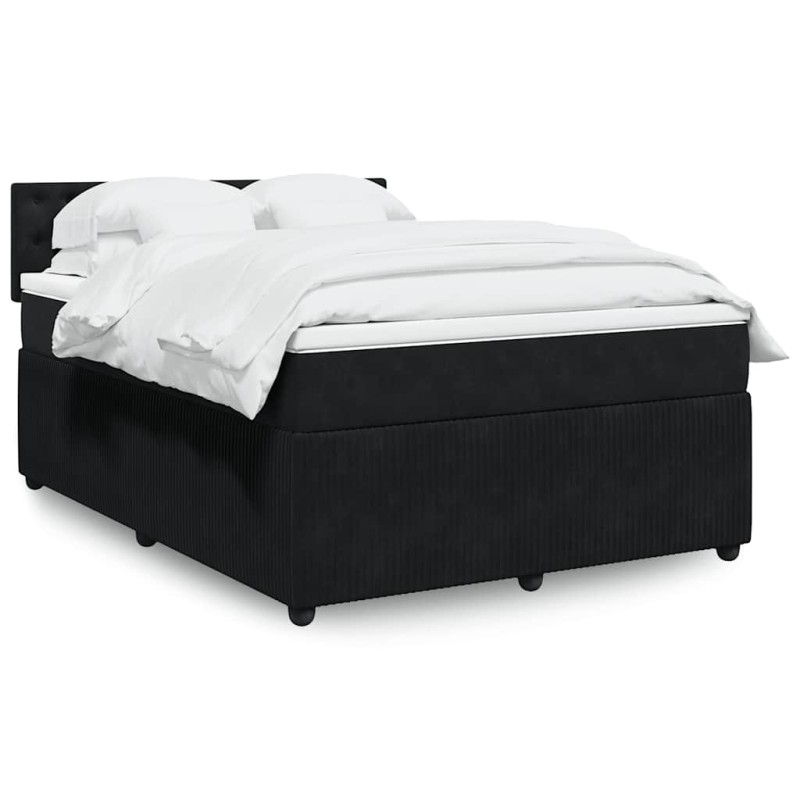vidaXL Boxspringbett mit Matratze Schwarz 160x200 cm Samt vidaXL Boxspringbett mit Matratze Schwarz 160x200 cm Samt