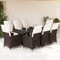 vidaXL 9-tlg. Garten-Bistro-Set mit Kissen Braun Poly Rattan vidaXL 9-tlg. Garten-Bistro-Set mit Kissen Braun Poly Rattan