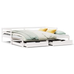 vidaXL Tagesbett Ausziehbar mit Schubladen ohne Matratze Weiß 80x200cm