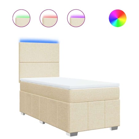 vidaXL Boxspringbett mit Matratze Creme 80x200 cm Stoff