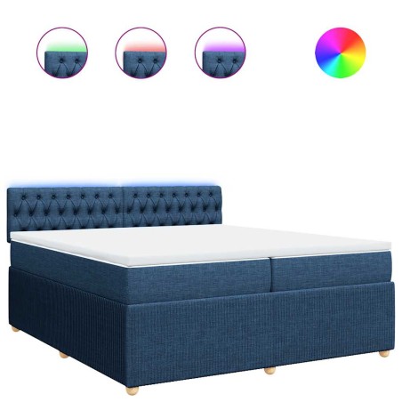 vidaXL Boxspringbett mit Matratze Blau 200x200 cm Stoff