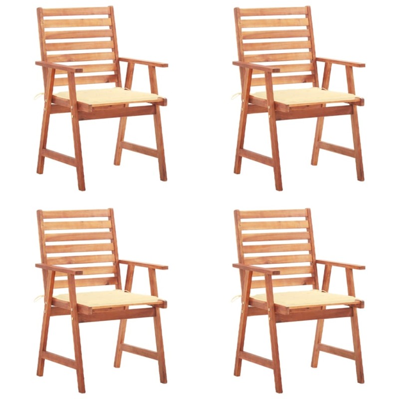 Garten-Essstühle 4 Stk. mit Kissen Massivholz Akazie Garten-Essstühle 4 Stk. mit Kissen Massivholz Akazie