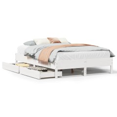 vidaXL Massivholzbett ohne Matratze Weiß 140x190 cm Kiefernholz