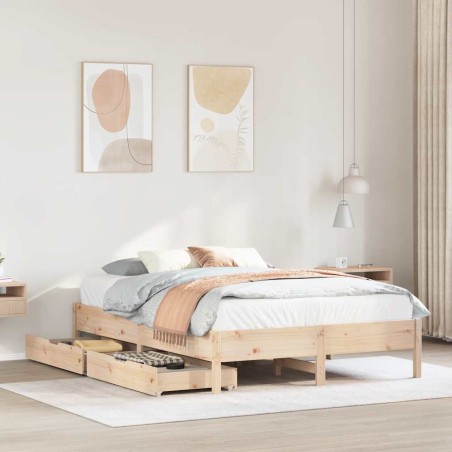 vidaXL Massivholzbett ohne Matratze 120x190 cm Kiefernholz