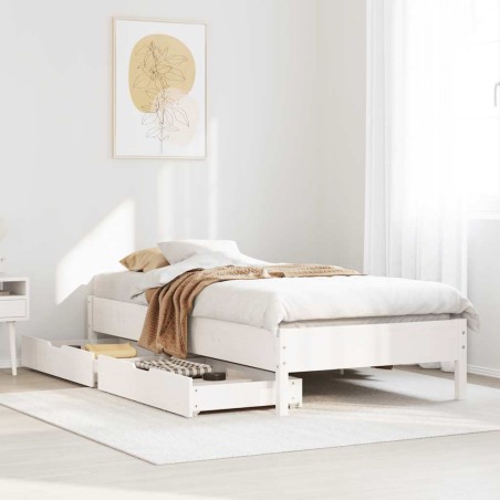 vidaXL Massivholzbett ohne Matratze Weiß 75x190 cm Kiefernholz