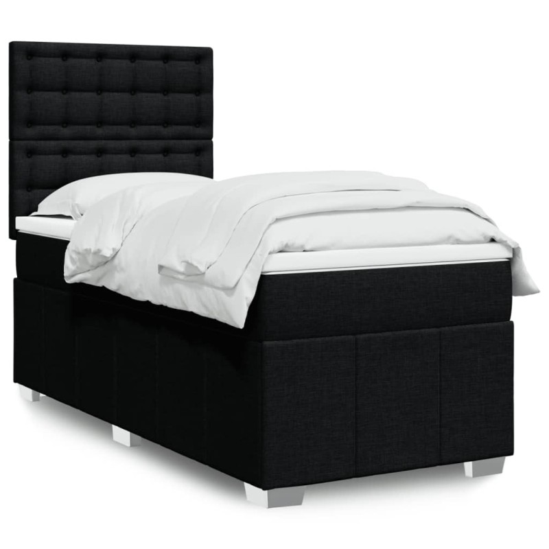 vidaXL Boxspringbett mit Matratze Schwarz 100x200 cm Stoff vidaXL Boxspringbett mit Matratze Schwarz 100x200 cm Stoff