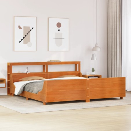 vidaXL Massivholzbett ohne Matratze Wachsbraun 200x200 Kiefernholz