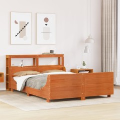 vidaXL Massivholzbett ohne Matratze Wachsbraun 140x200 cm Kiefernholz