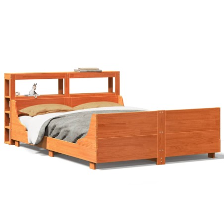 vidaXL Massivholzbett ohne Matratze Wachsbraun 140x200 cm Kiefernholz