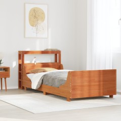 vidaXL Massivholzbett ohne Matratze Wachsbraun 90x190 cm Kiefernholz