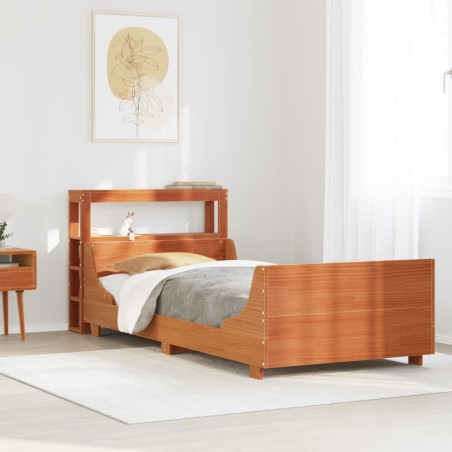 vidaXL Massivholzbett ohne Matratze Wachsbraun 90x190 cm Kiefernholz