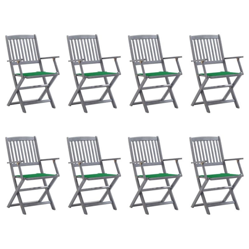 Klappbare Gartenstühle 8 Stk. mit Kissen Massivholz Akazie Klappbare Gartenstühle 8 Stk. mit Kissen Massivholz Akazie