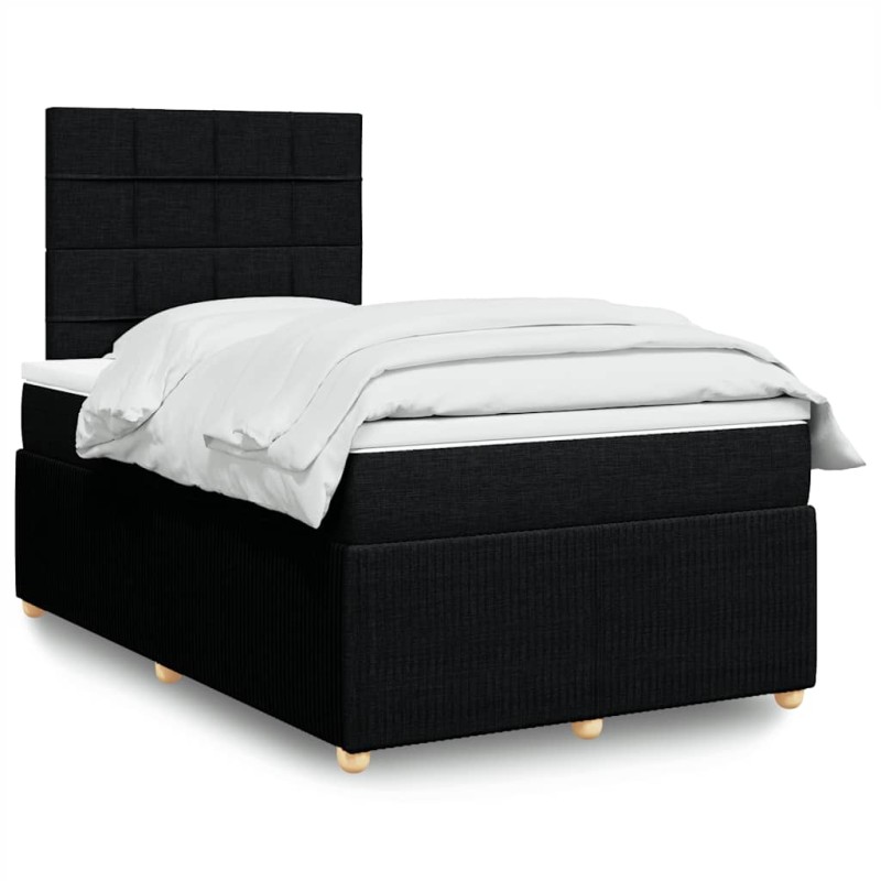 vidaXL Boxspringbett mit Matratze Schwarz 120x190 cm Stoff vidaXL Boxspringbett mit Matratze Schwarz 120x190 cm Stoff
