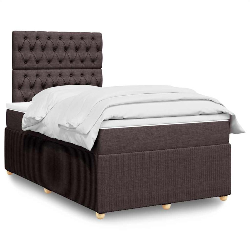 vidaXL Boxspringbett mit Matratze Dunkelbraun 120x190 cm Stoff vidaXL Boxspringbett mit Matratze Dunkelbraun 120x190 cm Stoff