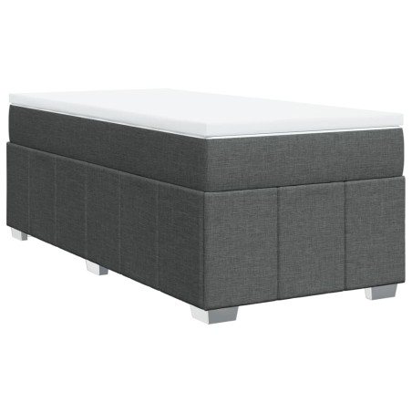 vidaXL Boxspringbett mit Matratze Dunkelgrau 80x200 cm Stoff
