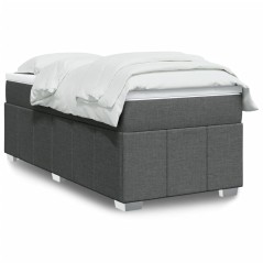 vidaXL Boxspringbett mit Matratze Dunkelgrau 90x200 cm Stoff
