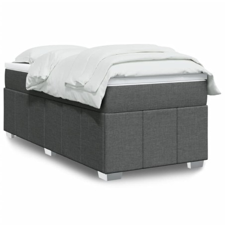 vidaXL Boxspringbett mit Matratze Dunkelgrau 90x200 cm Stoff
