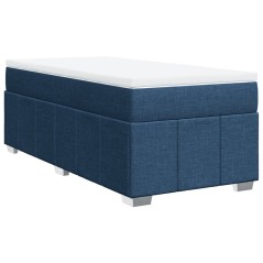 vidaXL Boxspringbett mit Matratze Blau 90x200 cm Stoff