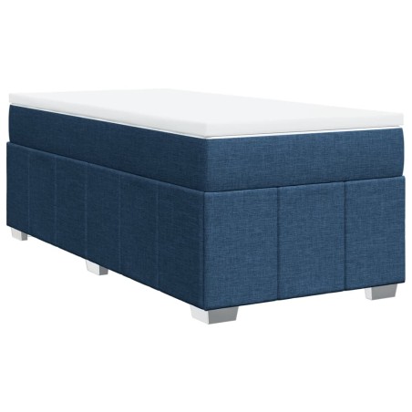 vidaXL Boxspringbett mit Matratze Blau 90x200 cm Stoff