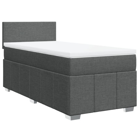 vidaXL Boxspringbett mit Matratze Dunkelgrau 90x200 cm Stoff