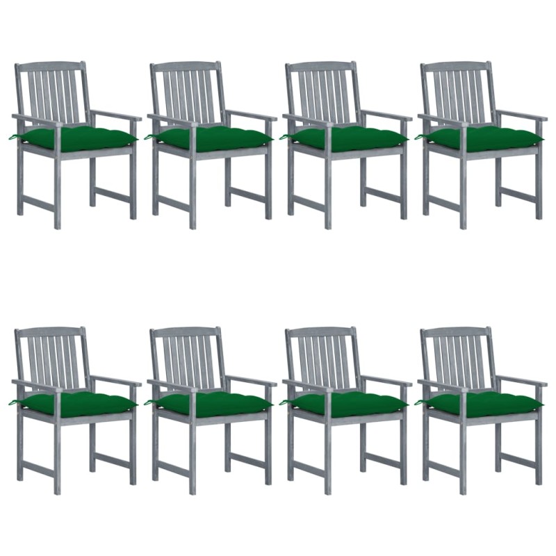 vidaXL Gartenstühle mit Kissen 8 Stk. Massivholz Akazie Grau vidaXL Gartenstühle mit Kissen 8 Stk. Massivholz Akazie Grau