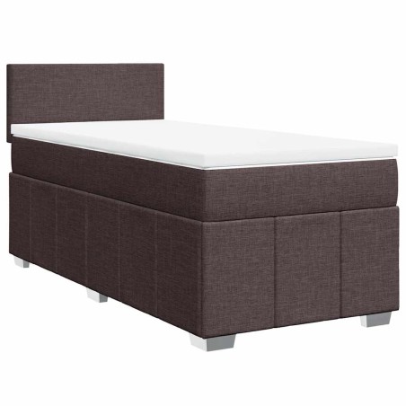 vidaXL Boxspringbett mit Matratze Dunkelbraun 90x200 cm Stoff