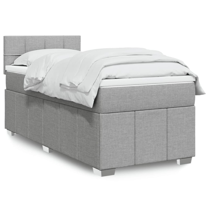 vidaXL Boxspringbett mit Matratze Hellgrau 90x200 cm Stoff vidaXL Boxspringbett mit Matratze Hellgrau 90x200 cm Stoff