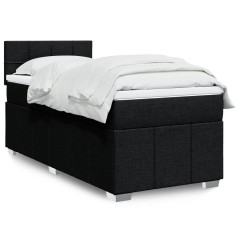 vidaXL Boxspringbett mit Matratze Schwarz 90x200 cm Stoff