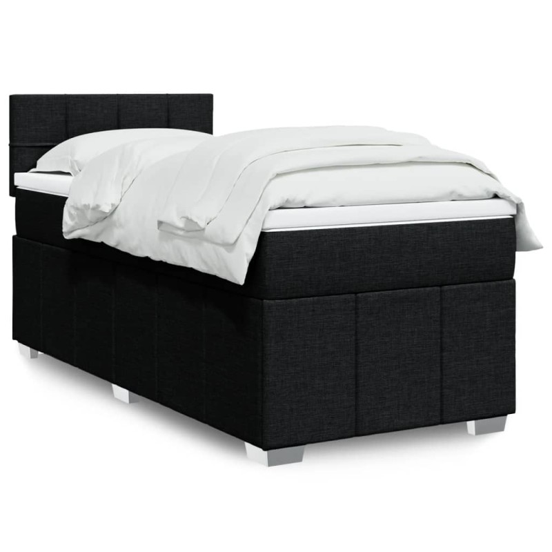 vidaXL Boxspringbett mit Matratze Schwarz 90x200 cm Stoff vidaXL Boxspringbett mit Matratze Schwarz 90x200 cm Stoff
