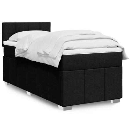 vidaXL Boxspringbett mit Matratze Schwarz 90x200 cm Stoff