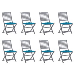 Klappbare Gartenstühle 8 Stk. mit Kissen Massivholz Akazie