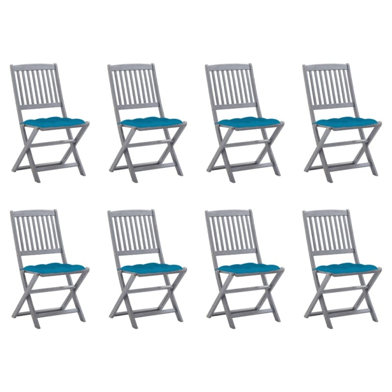 Klappbare Gartenstühle 8 Stk. mit Kissen Massivholz Akazie Klappbare Gartenstühle 8 Stk. mit Kissen Massivholz Akazie
