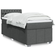 vidaXL Boxspringbett mit Matratze Dunkelgrau 100x200 cm Stoff