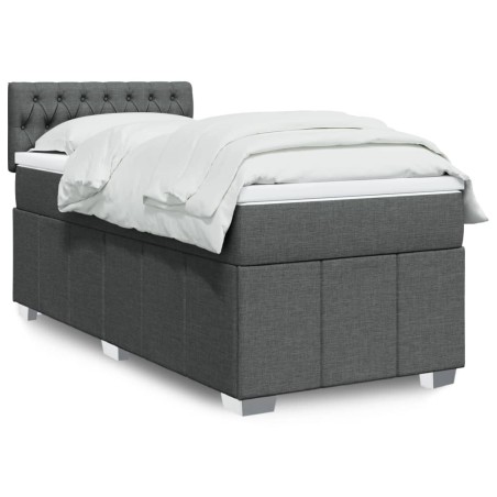 vidaXL Boxspringbett mit Matratze Dunkelgrau 100x200 cm Stoff