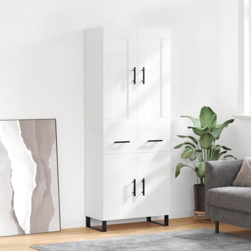 Highboard Hochglanz-Weiß 69,5x34x180 cm Holzwerkstoff Highboard Hochglanz-Weiß 69,5x34x180 cm Holzwerkstoff