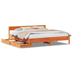 vidaXL Massivholzbett ohne Matratze Wachsbraun 180x200 Kiefernholz
