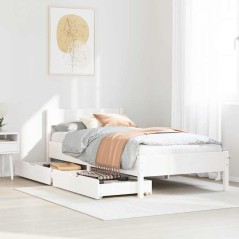 vidaXL Massivholzbett ohne Matratze Weiß 100x200 cm Kiefernholz